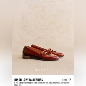Sezane Ninon Low Ballerina Flats Patent Mahogany Size 7 FR 38